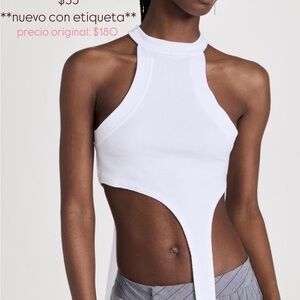 K.NGSLEY White Asymmetrical Cut-Out Tank Top